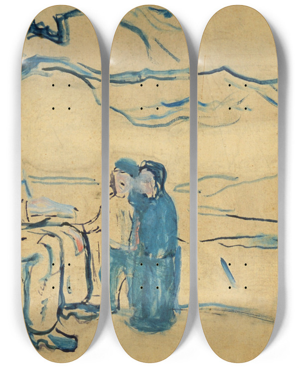 Triptych art skateboard deck of Edvard Munch History by Edvard Munch (1863-1944)