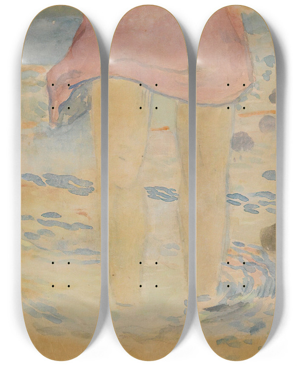 Triptych art skateboard deck of Paul Gauguin Tudes De Femmes Et Cheval_1 by Paul Gauguin (1848-1903)