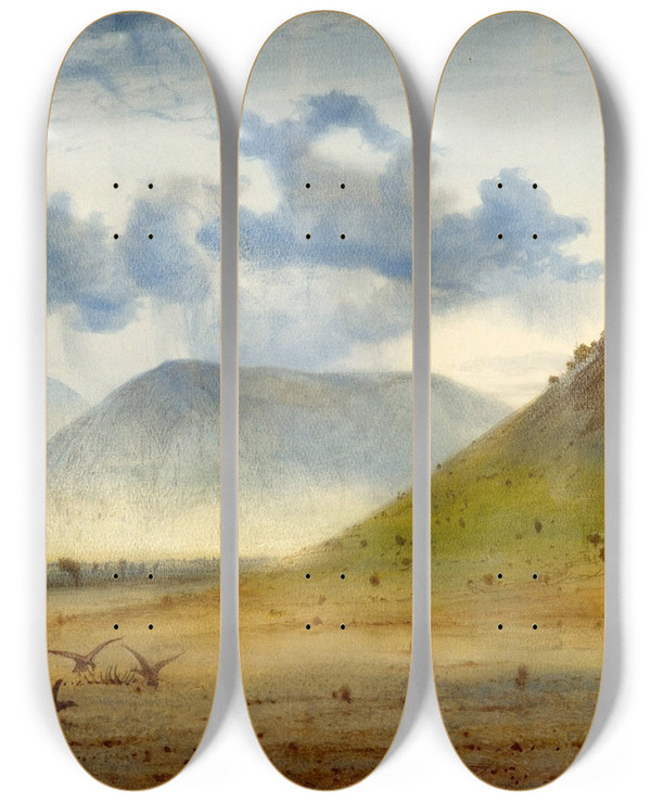 Triptych art skateboard deck of Andrew Maccallum View Of Marathon by Maccallum Andrew (1821-1902)