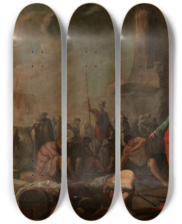 Triptych art skateboard deck of Isaak Fisches St Paul On Malta by Isaak Fisches