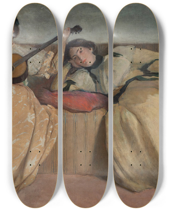 Triptych art skateboard deck of John White Alexander Panel For Music Room by John White Alexander (1856-1915)