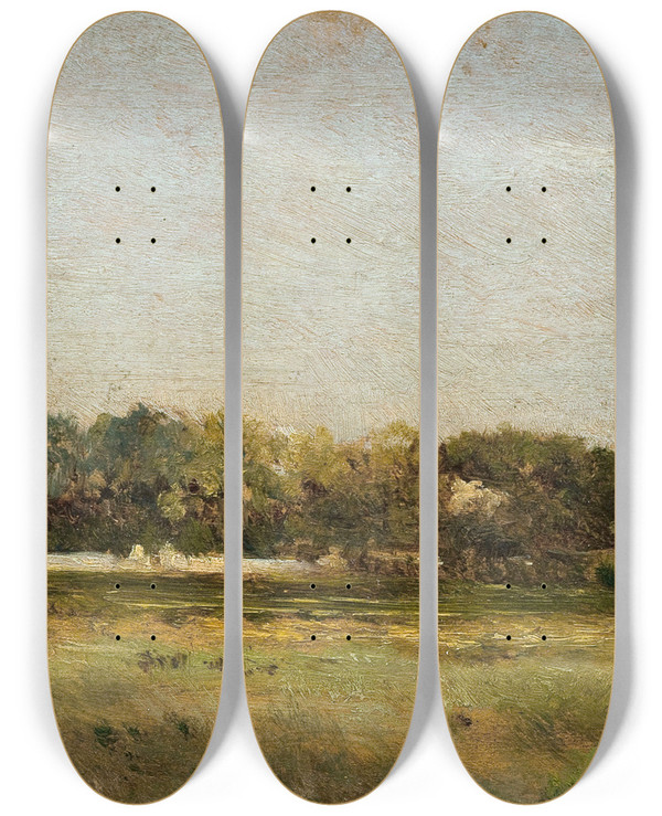 Triptych art skateboard deck of Flix Ziem Saintouen by Felix Ziem (1821-1911)