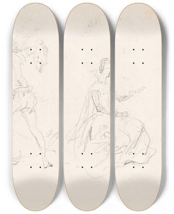Triptych art skateboard deck of Nicaise De Keyser Figures_12 by Nicaise De Keyser (1813-1887)