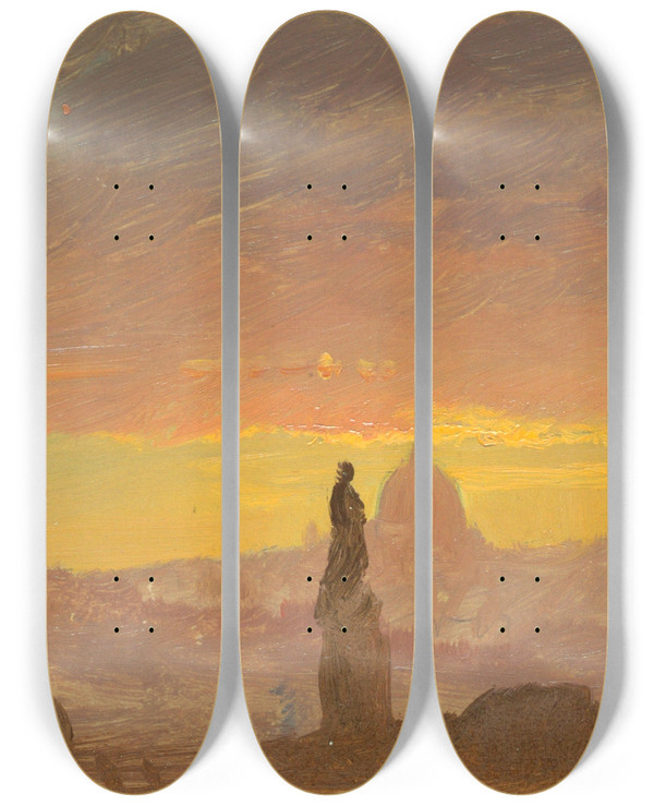 Triptych art skateboard deck of Frederic Edwin Church St Peters Rome by Frederic Edwin Church (1826-1900)
