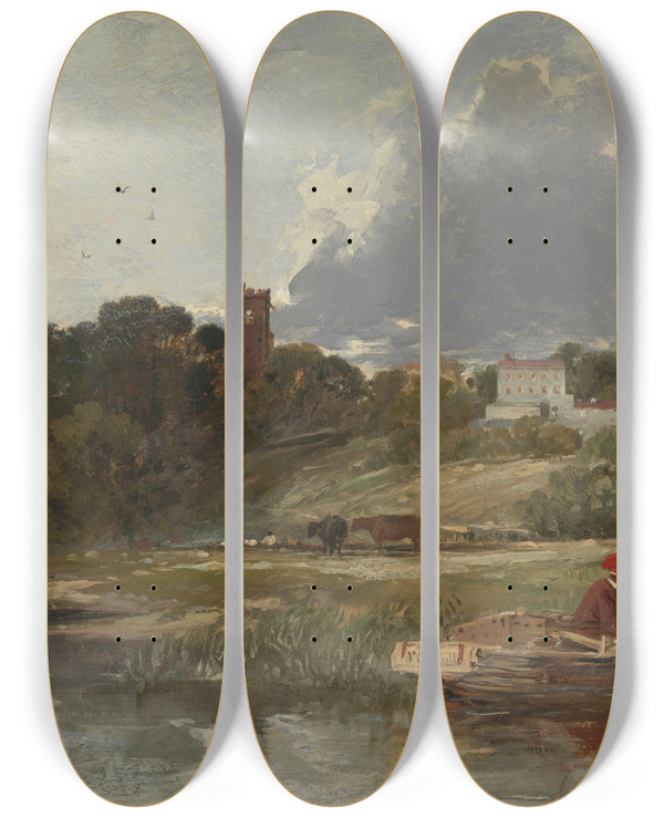 Triptych art skateboard deck of William James Mller Gillingham On The Medway_1 by William James Muller (1812-1845)