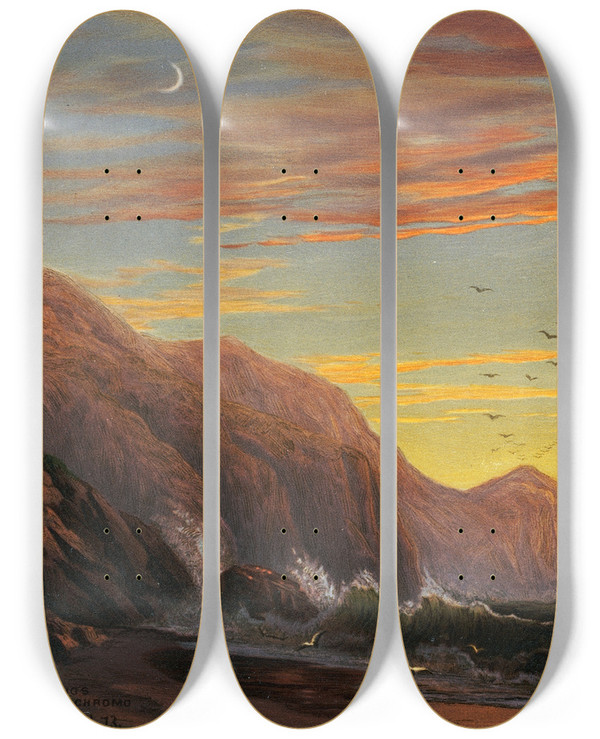 Triptych art skateboard deck of John Ross Key The Golden Gate Looking West by John Ross Key (1754-1821)