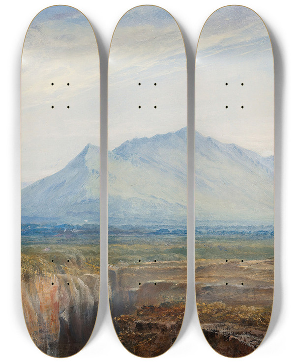 Triptych art skateboard deck of Edward Lear Monte Soratte Near Rome by Edward Lear (1812-1888)