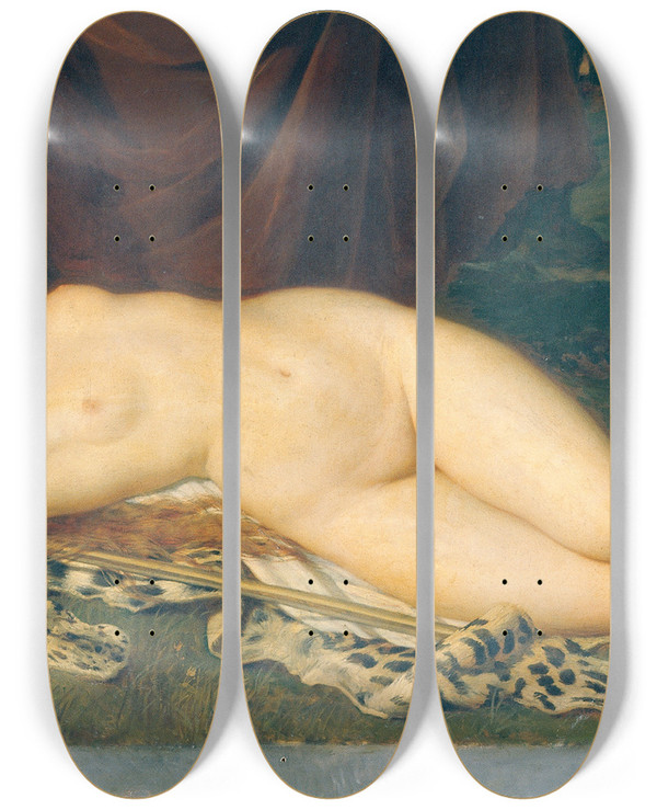 Triptych art skateboard deck of Eugen Felix Bacchante Sleeping by Eugen Felix (1837-1906)