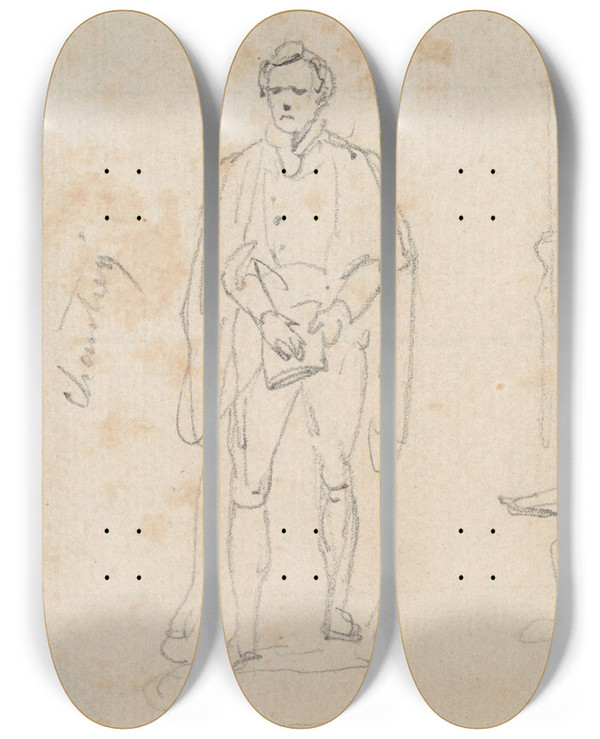 Triptych art skateboard deck of Nicaise De Keyser Two Tombstones In Westminster Abbey by Nicaise De Keyser (1813-1887)