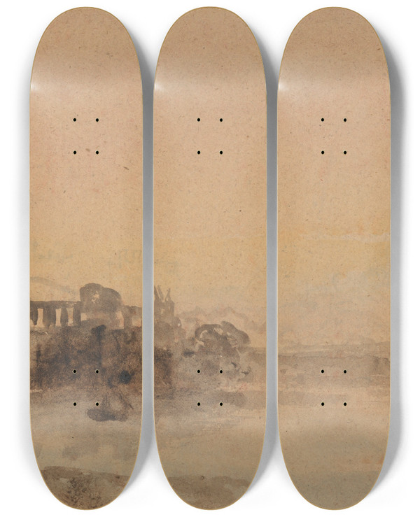 Triptych art skateboard deck of John Varley Romantic Composition by John Varley (1778-1842)