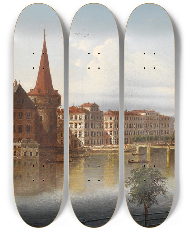 Triptych art skateboard deck of Johann Wilhelm Jankowski Luzern by Johann Wilhelm Jankowski (1825-1870)