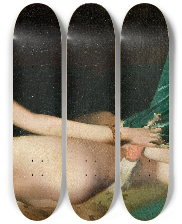 Triptych art skateboard deck of Jean Auguste Dominique Ingres Odalisque by Jean Auguste Dominique Ingres (1780-1867)