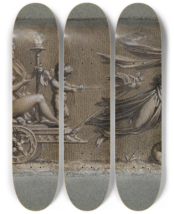Triptych art skateboard deck of Pierrepaul Prudhon Le Printemps Dit Le Triomphe De Vnus by Pierre-Paul Prud'hon (1758-1823)