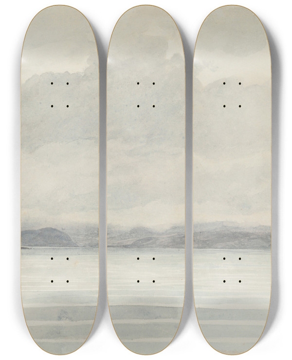 Triptych art skateboard deck of James Crowe Richmond West Wanganui Looking Ne From The North Channel by James Crowe Richmond (1822-1898)