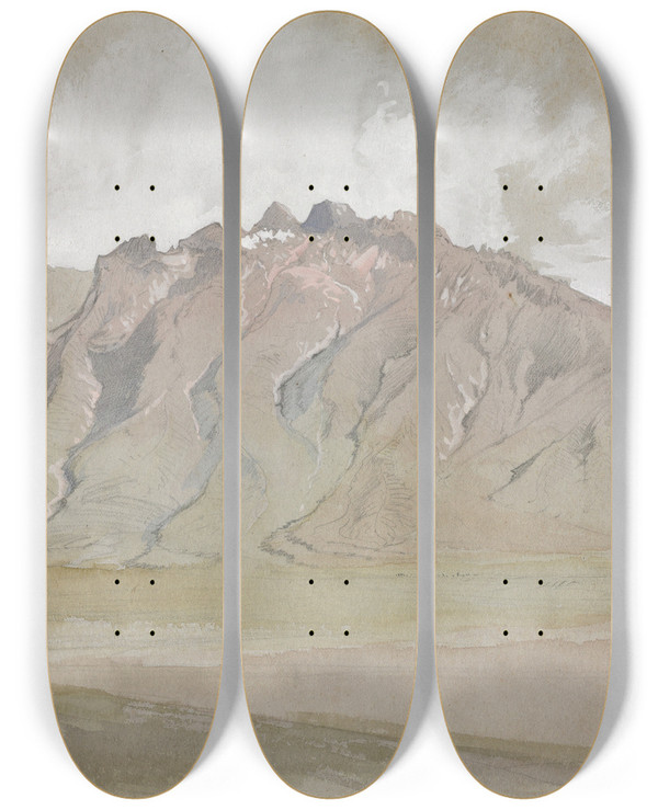 Triptych art skateboard deck of Thomas Moran The Ruby Range Nevada by Thomas Moran (1837-1926)