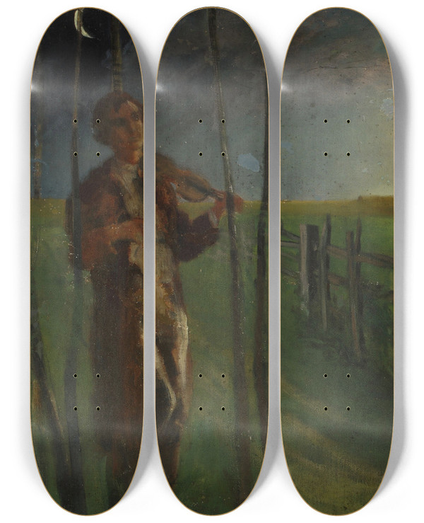 Triptych art skateboard deck of Jacek Malczewski Idyll by Jacek Malczewski (1854-1929)