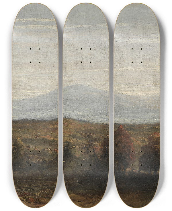 Triptych art skateboard deck of Jasper Francis Cropsey Landscape_2 by Jasper Francis Cropsey (1823-1900)