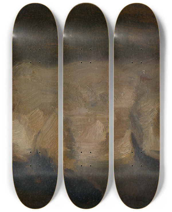 Triptych art skateboard deck of Udovt Pitthordt Dead Fox by udovt Pitthordt (1860-1946)