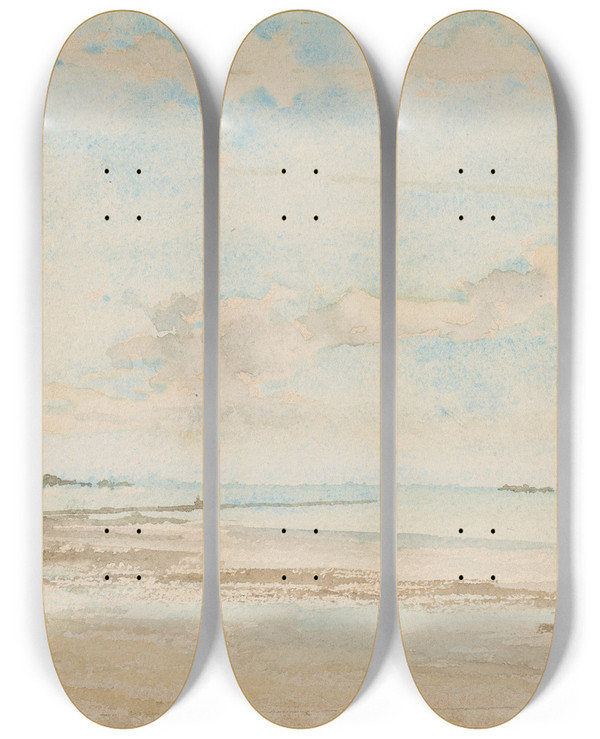 Triptych art skateboard deck of James Abbott Mcneill Whistler Note In Blue And Opaljersey by James Abbott Mcneill Whistler (1834-1903)