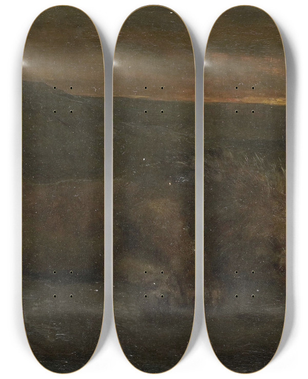 Triptych art skateboard deck of John Macallan Swan Sleeping Lion By Night by John Macallan Swan (1847-1910)