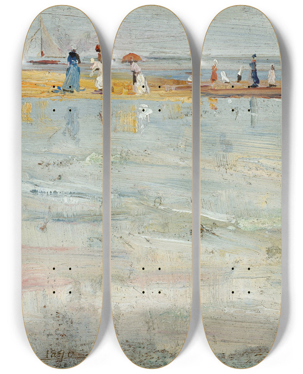 Triptych art skateboard deck of Charles Conder Ricketts Point Beaumaris by Charles Conder (1868-1909)