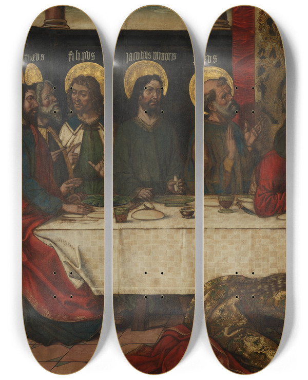 Triptych art skateboard deck of Workshop Of Pedro Berruguete The Last Supper by Workshop Of Pedro Berruguete (1450-1504)