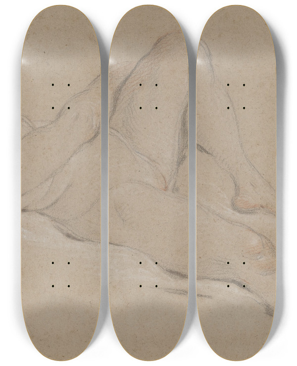 Triptych art skateboard deck of Franois Boucher Venus by Francois Boucher (1703-1770)