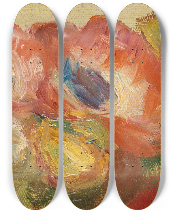 Triptych art skateboard deck of Pierreauguste Renoir Anmones by Pierre-Auguste Renoir (1841-1919)
