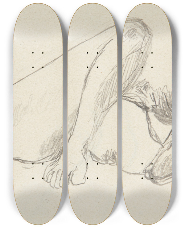 Triptych art skateboard deck of Adolf Sternschuss Pakt Lecej Kobiety by Adolf Sternschuss (1873-1915)