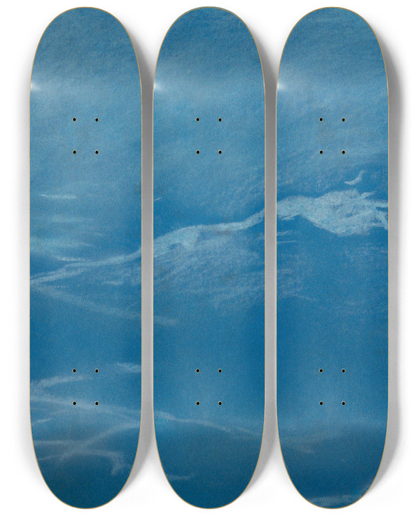 Triptych art skateboard deck of Winslow Homer Seagull And Waves Probably Prouts Neck Maine by Winslow Homer (1836-1910)