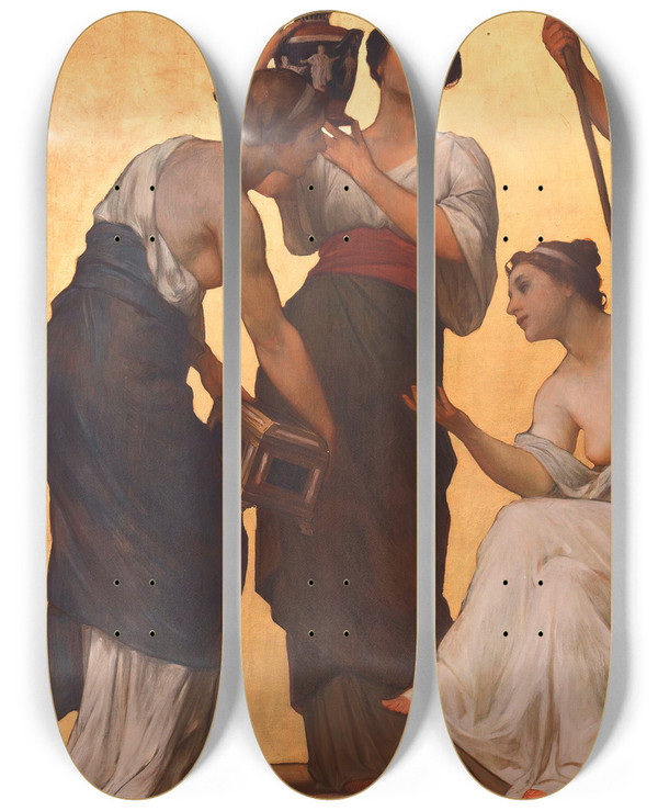 Triptych art skateboard deck of Eduard Lebiedzki Entwurf Fr Den Fries Im Peristyl Des Reichsratsgebudes In Wien by Eduard Lebiedzki (1862-1915)