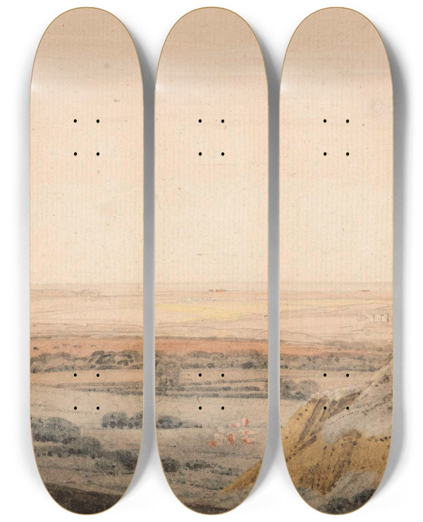Triptych art skateboard deck of William Pearson Landschap by William Pearson (1772-1849)