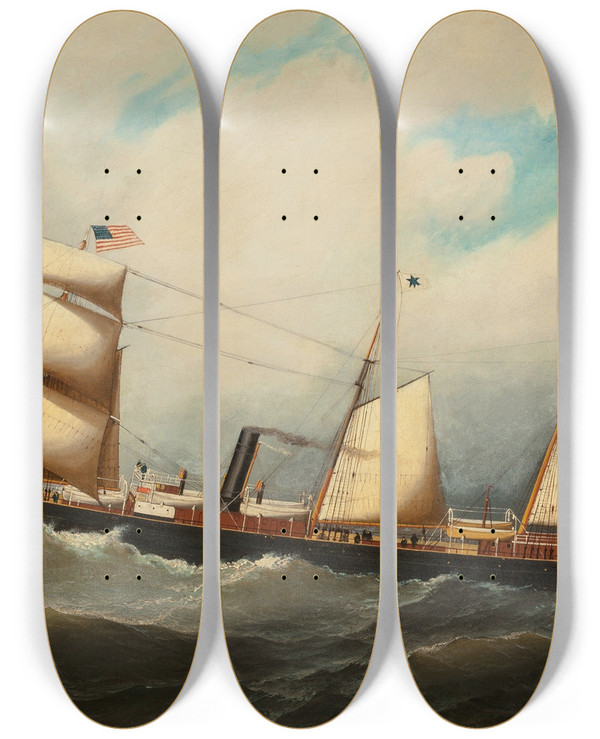 Triptych art skateboard deck of Antonio Jacobsen Athens by Antonio Jacobsen (1850-1921)