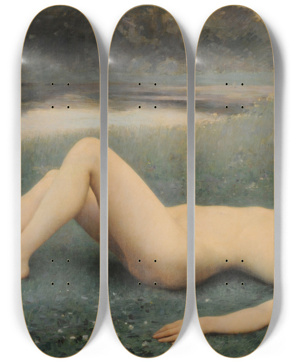 Triptych art skateboard deck of Raphal Collin Floral by Raphael Collin (1850-1916)