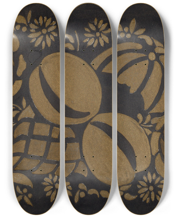 Triptych art skateboard deck of Genevieve Sherlock Hitchcock Chair_4 by Genevieve Sherlock