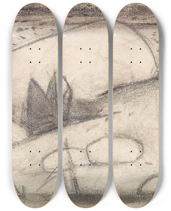 Triptych art skateboard deck of Franz Marc Abstrahierte Exotische Landschaft by Franz Marc (1880-1916)