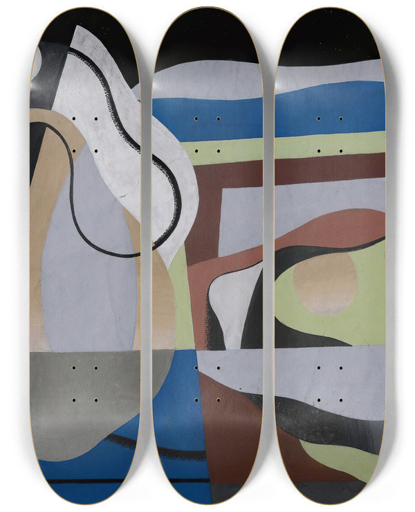 Triptych art skateboard deck of Georges Valmier Nature Morte Aux Fruits_2 by Georges Valmier (1885-1937)