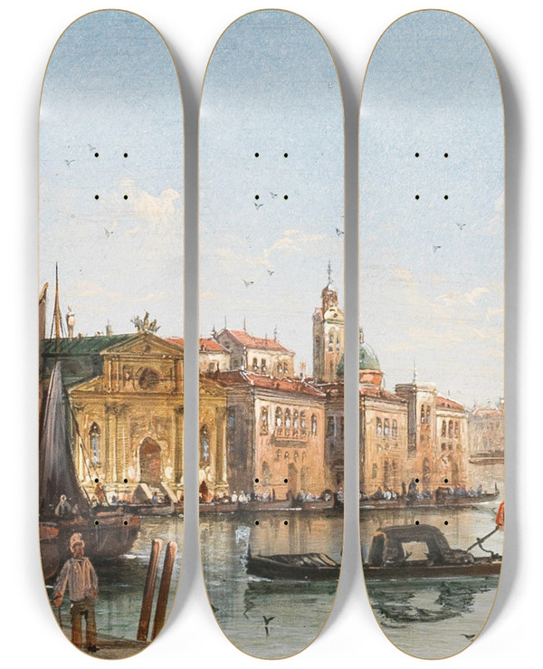 Triptych art skateboard deck of Karl Kaufmann Venedig by Karl Kaufmann (1843-1905)