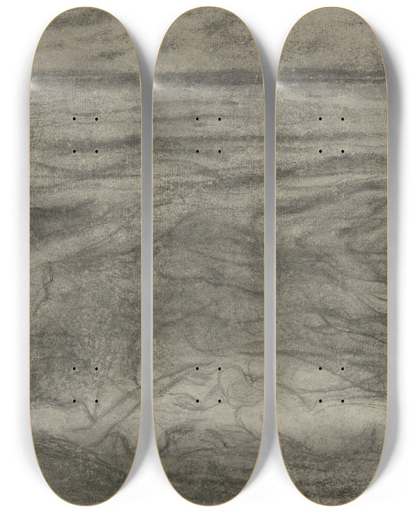 Triptych art skateboard deck of Victor Mller Weibliche Akte Am Meeresufer by Victor Muller (1829-1871)