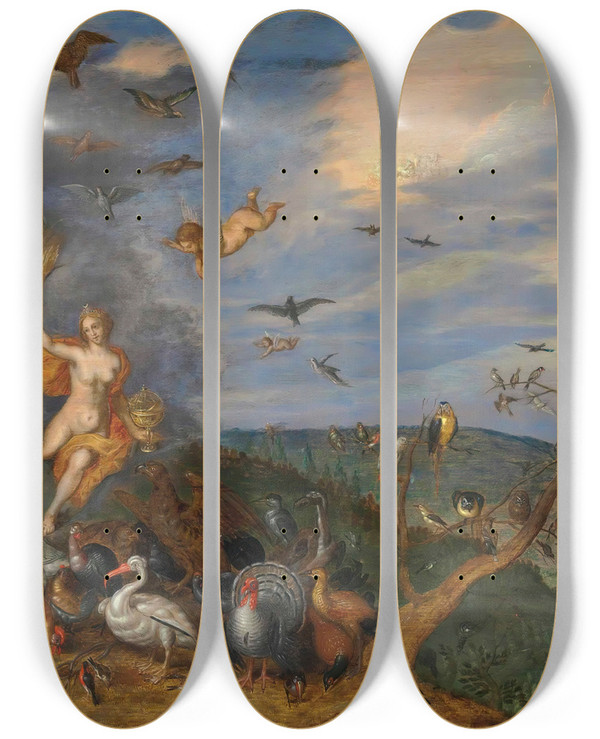 Triptych art skateboard deck of Studio Of Jan Breughel I An Allegory Of Air by Studio Of Jan Breughel I (1568-1625)