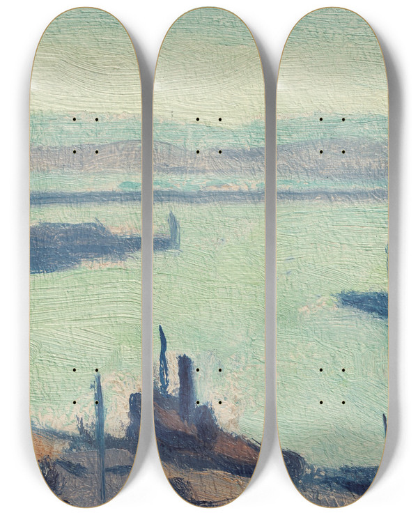 Triptych art skateboard deck of Albert Marquet Le Port De Lagha by Albert Marquet (1875-1947)