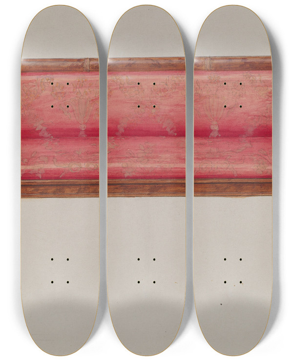 Triptych art skateboard deck of David S De Vault Settee by David S De Vault