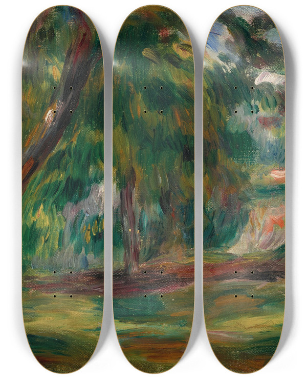 Triptych art skateboard deck of Pierreauguste Renoir Pr Et Arbres by Pierre-Auguste Renoir (1841-1919)