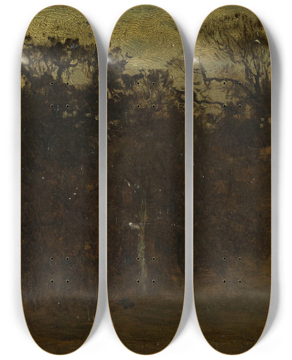 Triptych art skateboard deck of Flix Ziem Coin De Fort by Felix Ziem (1821-1911)