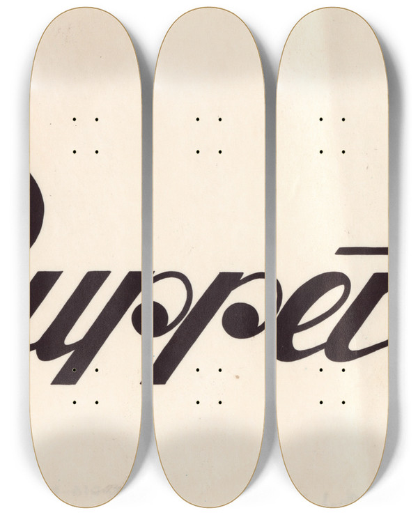 Triptych art skateboard deck of Winold Reiss Stylized Logo For Ruppert Beer_5 by Winold Reiss (1886-1953)