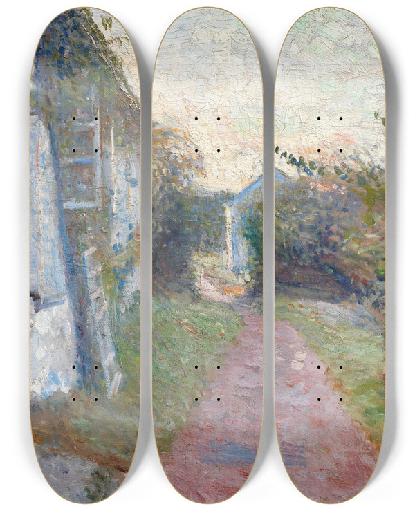 Triptych art skateboard deck of Edvard Munch Sommeraften I Sgrdstrand by Edvard Munch (1863-1944)