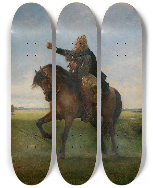 Triptych art skateboard deck of Peter Nicolai Arbo Untitled by Peter Nicolai Arbo (1831-1892)