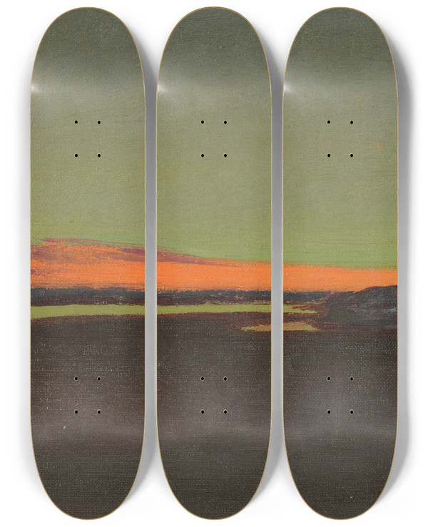 Triptych art skateboard deck of Charles Marie Dulac Coucher De Soleil by Charles Marie Dulac (1865-1898)