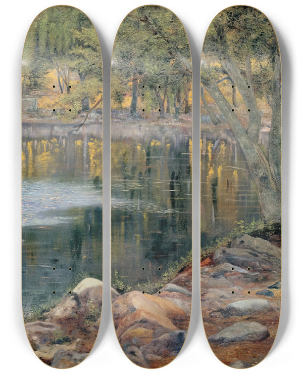 Triptych art skateboard deck of Joaqun Clausell Burgeoning Springs In Autumn by Joaquin Clausell (1866-1935)