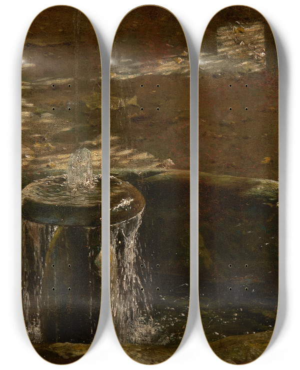 Triptych art skateboard deck of Aleksander Gierymski Fountain by Aleksander Gierymski (1850-1901)